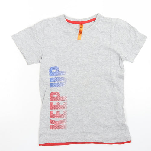 zakti Boys Grey  Cotton Basic T-Shirt Size 9-10 Years Crew Neck