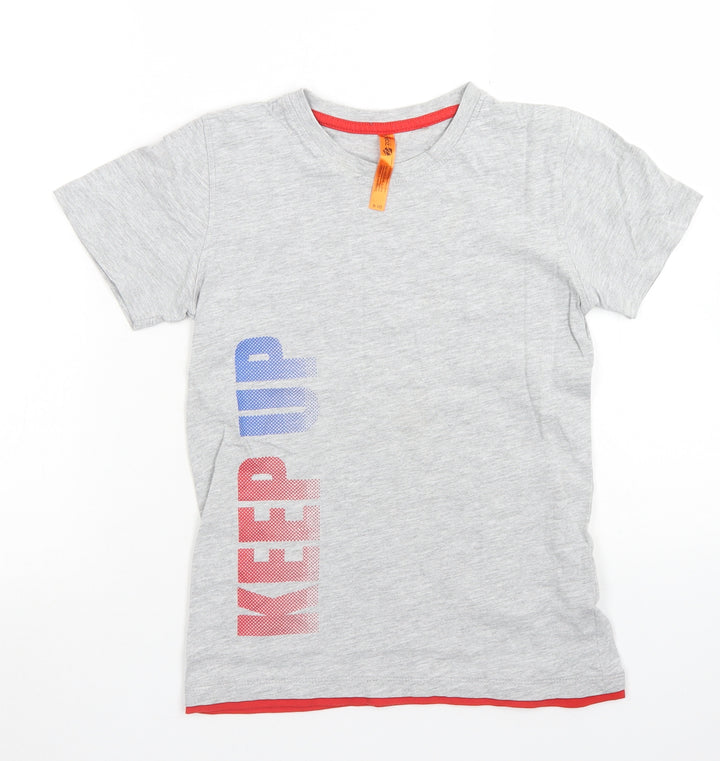 zakti Boys Grey Cotton Basic T-Shirt Size 9-10 Years Crew Neck