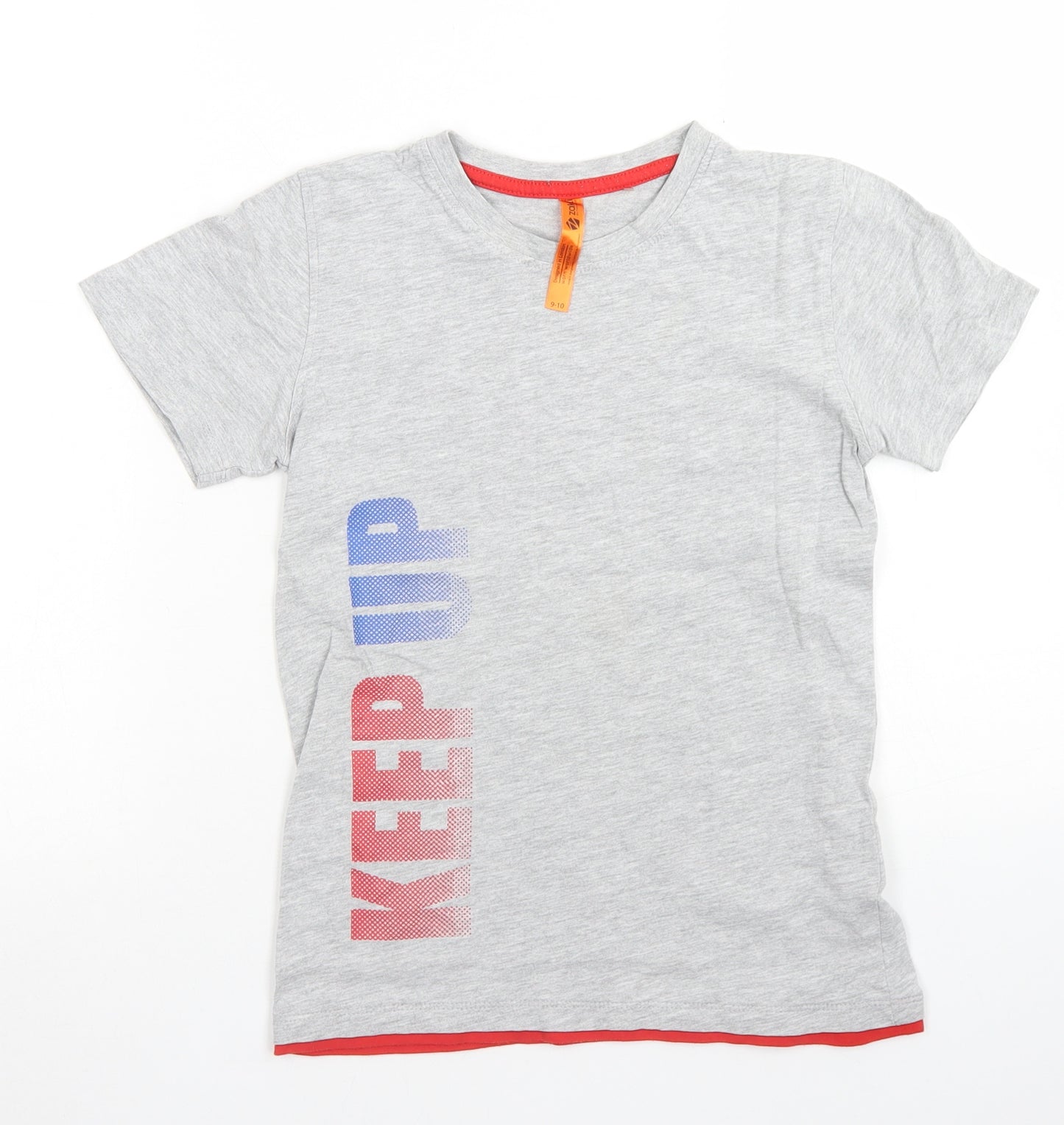 zakti Boys Grey  Cotton Basic T-Shirt Size 9-10 Years Crew Neck