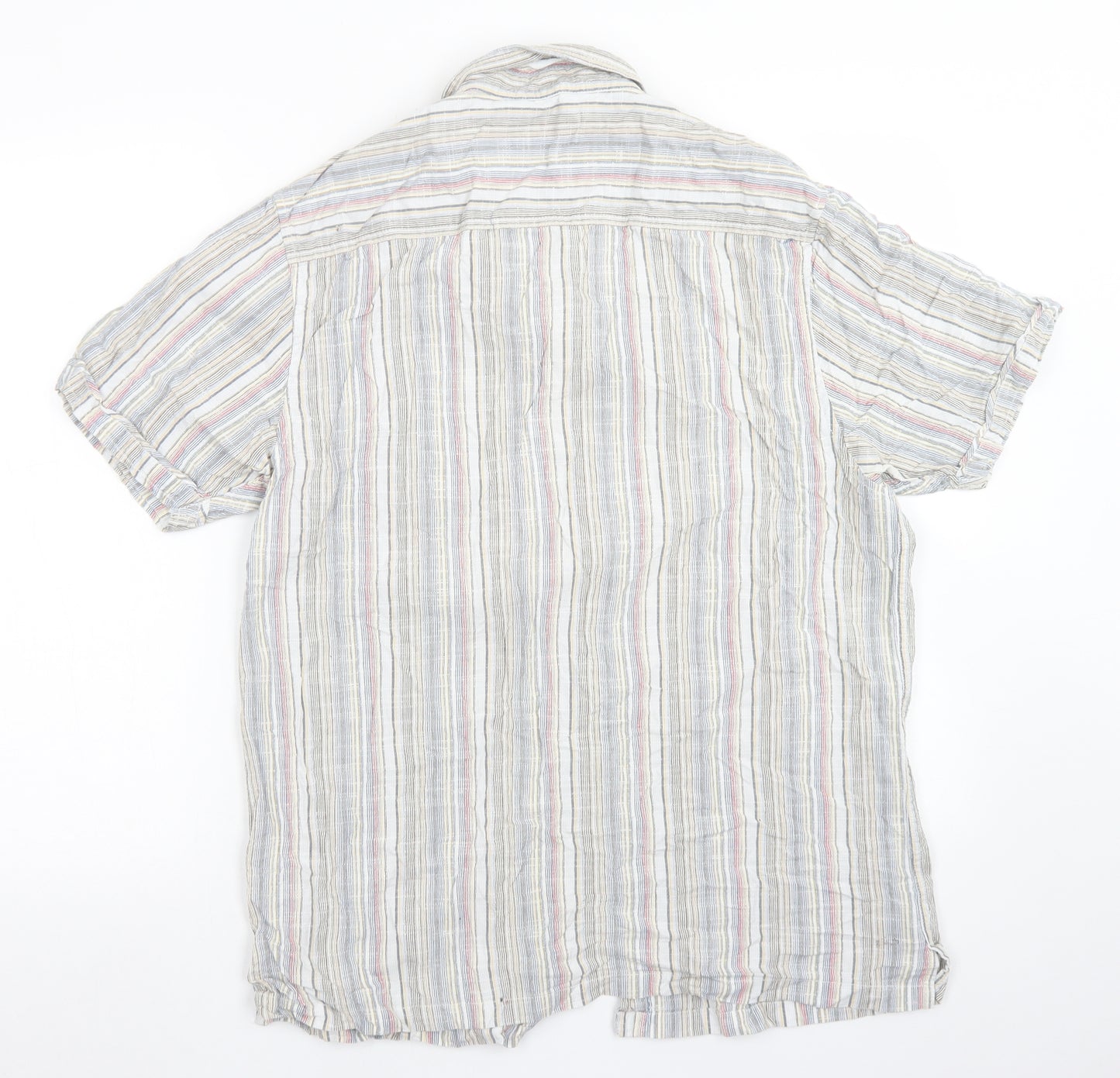 Easy Mens Blue Striped Cotton  Button-Up Size M Collared Button