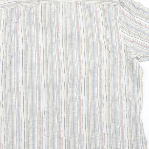 Easy Mens Blue Striped Cotton  Button-Up Size M Collared Button