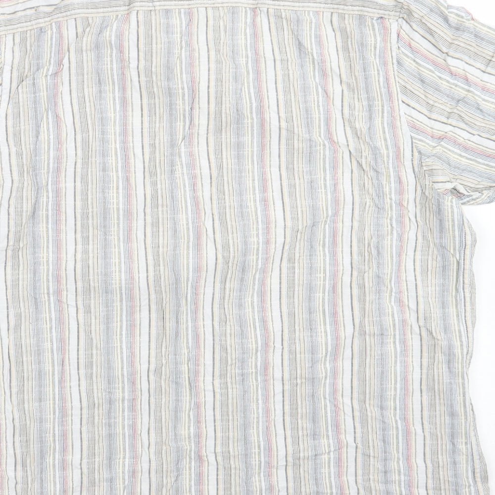 Easy Mens Blue Striped Cotton  Button-Up Size M Collared Button