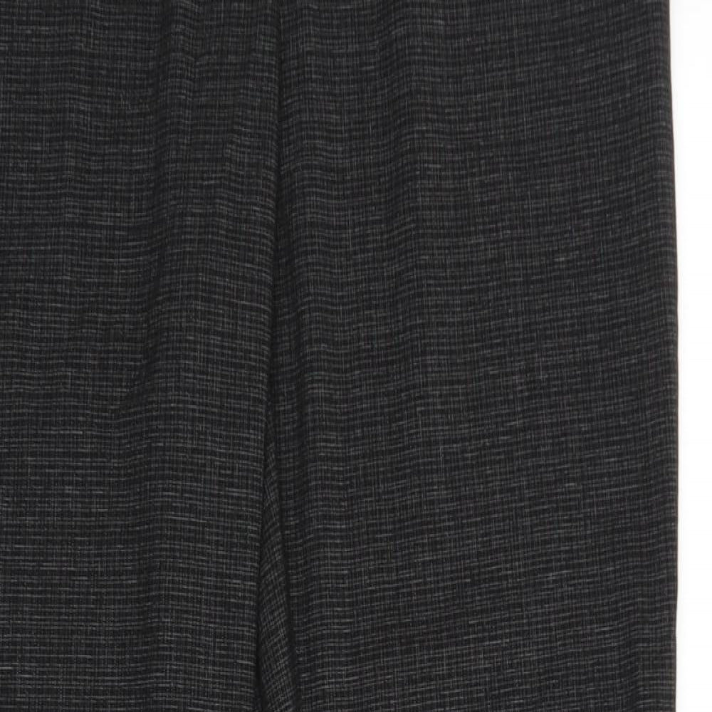 NEXT Womens Black Check Polyester Dress Pants Trousers Size 12 L30 in Regular Hook & Eye