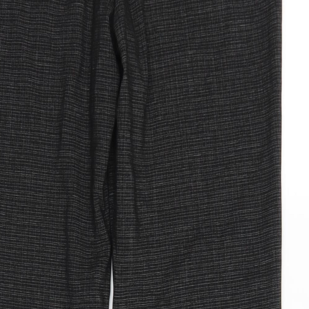 NEXT Womens Black Check Polyester Dress Pants Trousers Size 12 L30 in Regular Hook & Eye