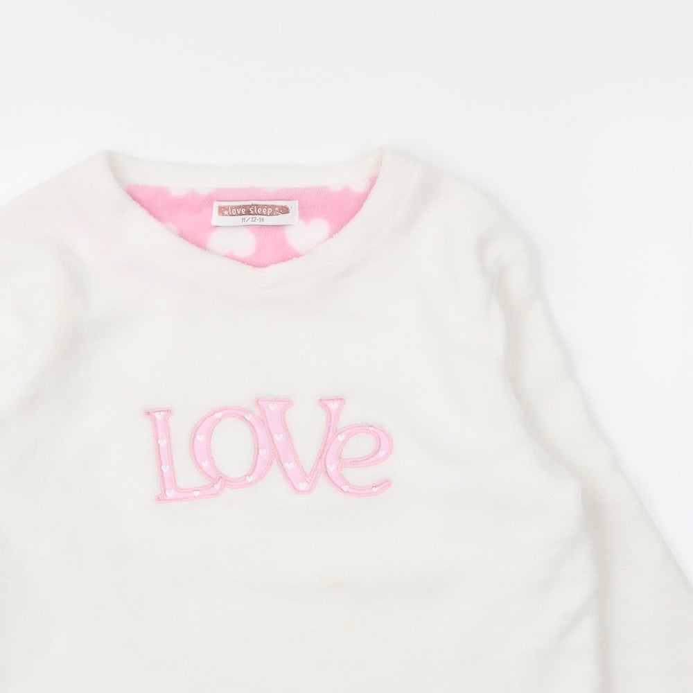 Love Sleep Womens White Round Neck  Polyester Pullover Jumper Size 12   - PJ top