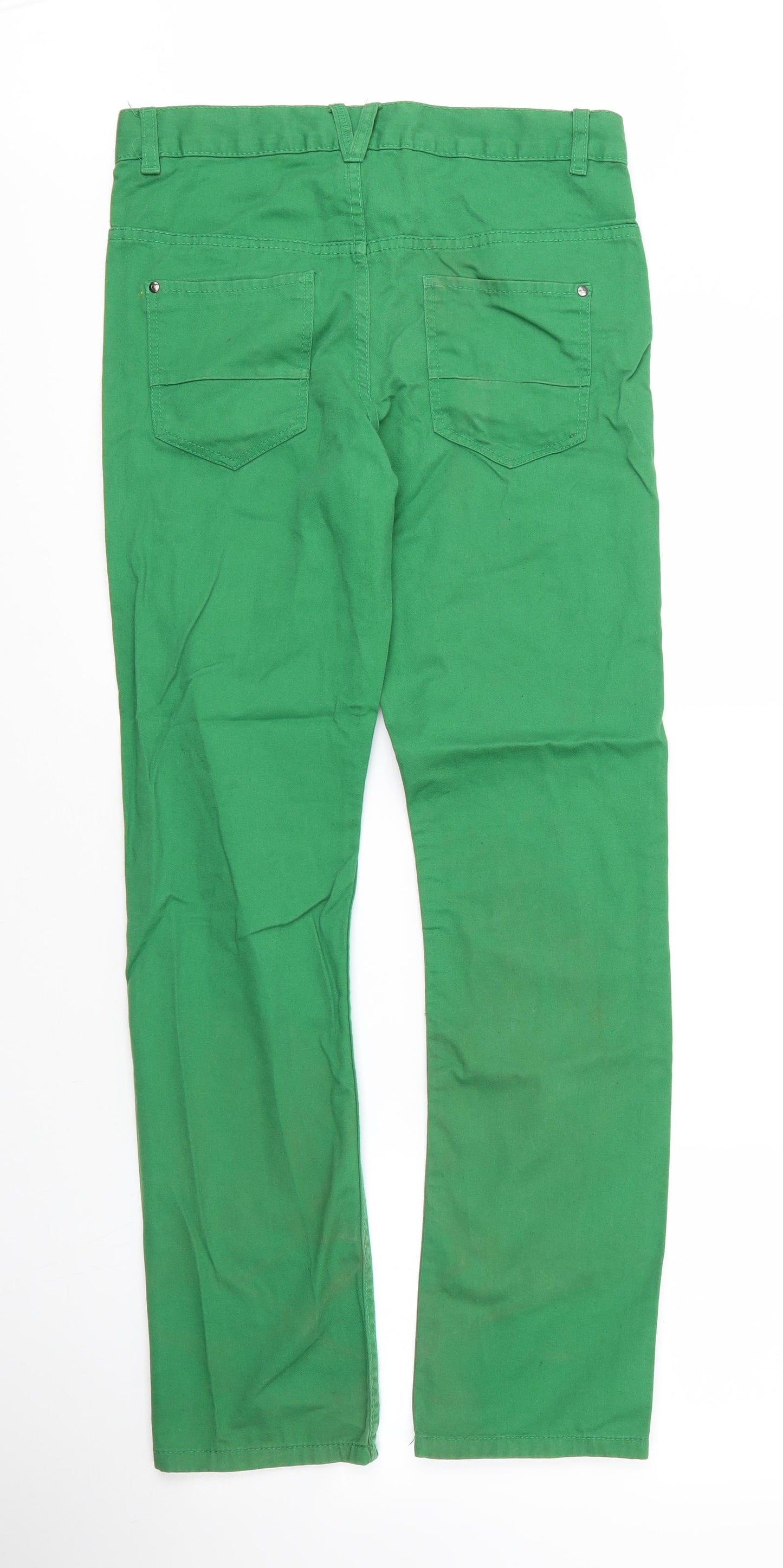 C&A Womens Green  Cotton Chino Trousers Size 30 in L29 in Regular Zip