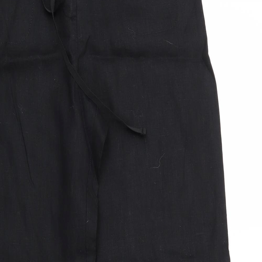 M&S Womens Black  Linen Trousers  Size M L28 in Regular Zip