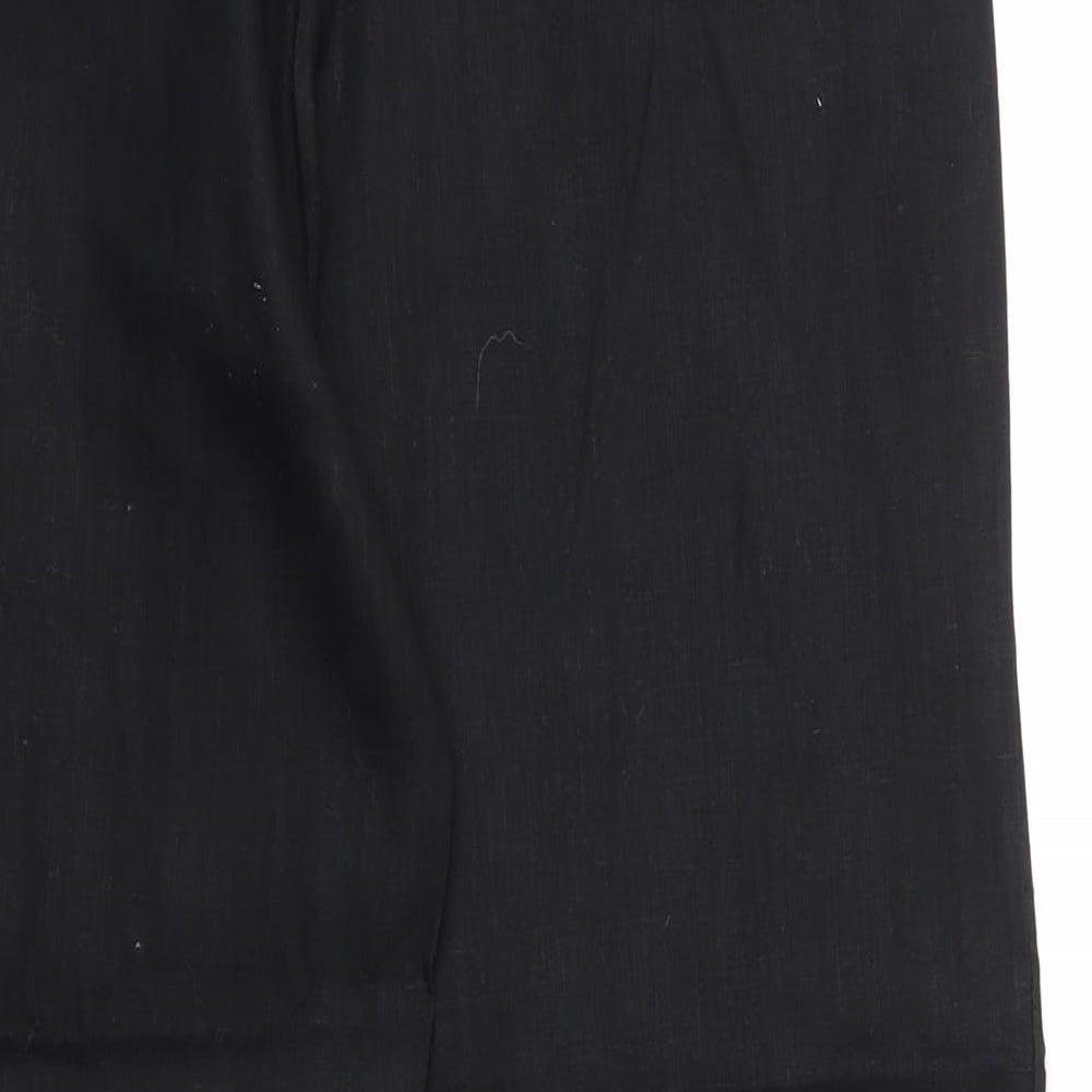 M&S Womens Black  Linen Trousers  Size M L28 in Regular Zip