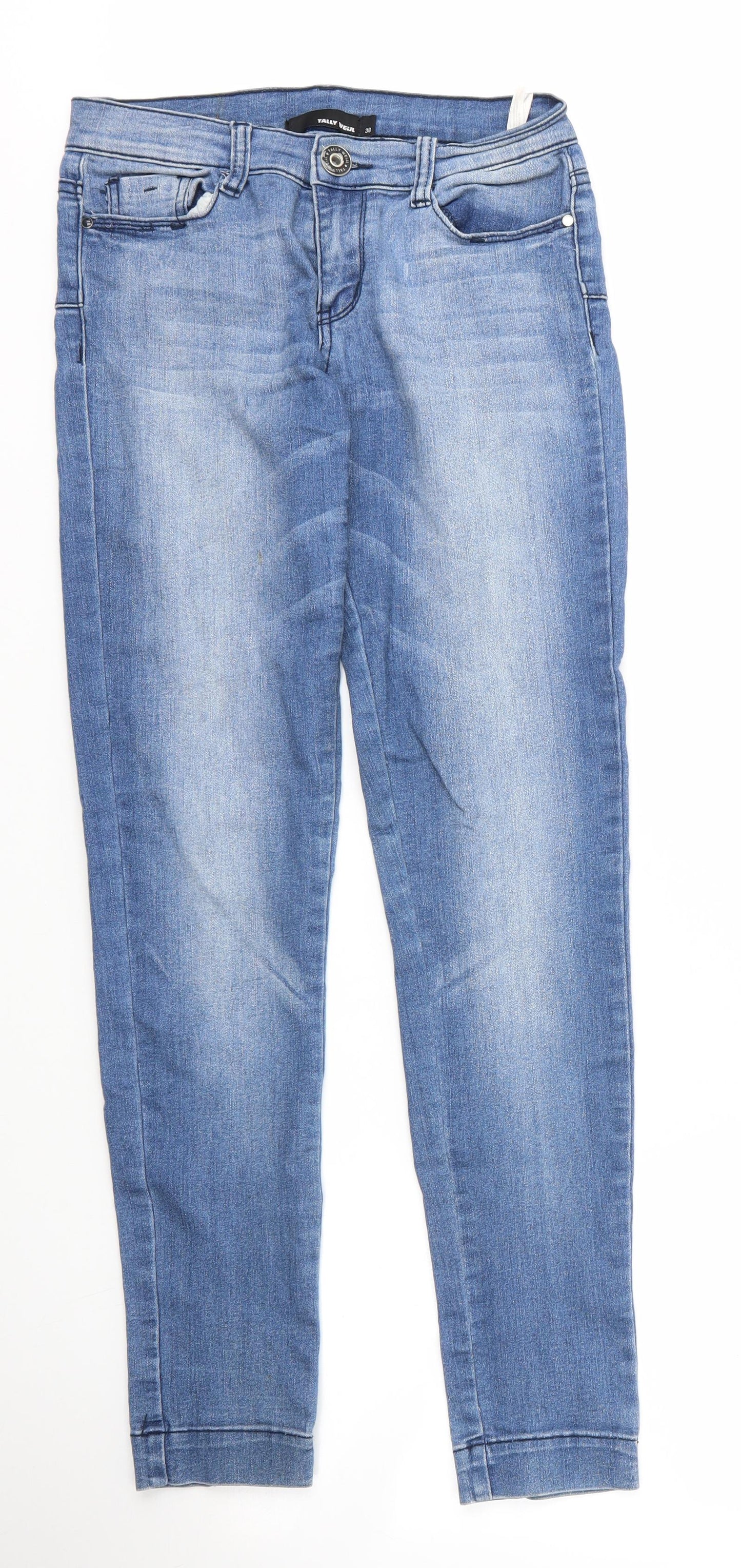 TALLY WEiJL Womens Blue  Cotton Skinny Jeans Size 10 L30 in Regular Zip