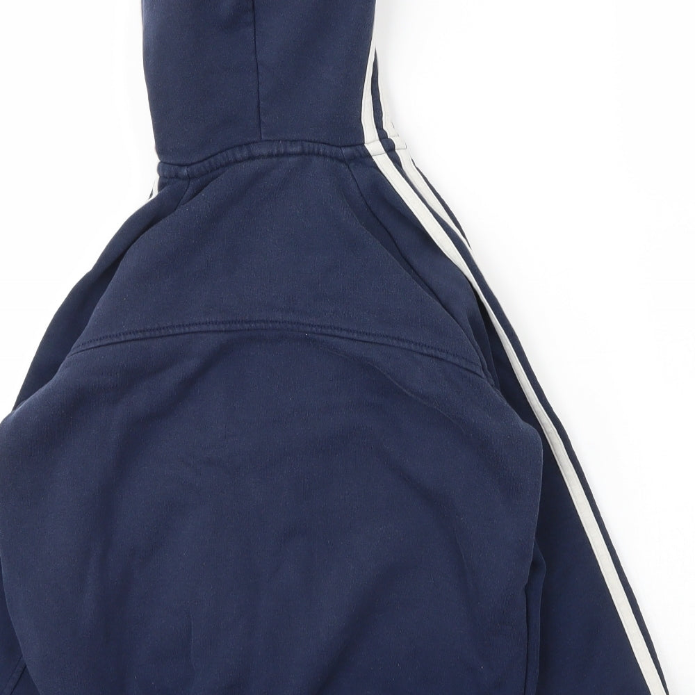 adidas Boys Blue  Cotton Full Zip Hoodie Size 7 Years  Zip