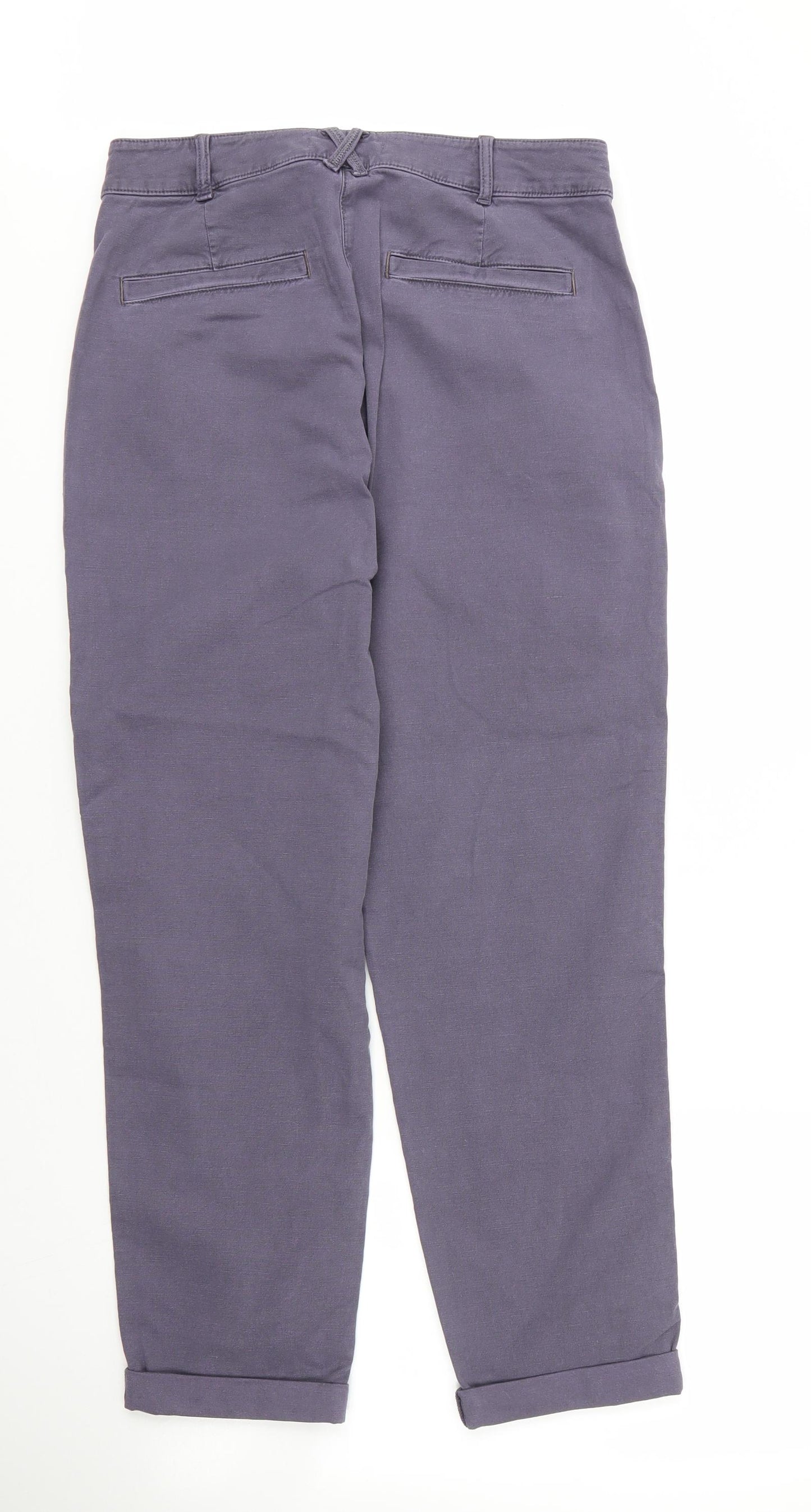 White Stuff Womens Blue  Cotton Chino Trousers Size 12 L26 in Regular Zip