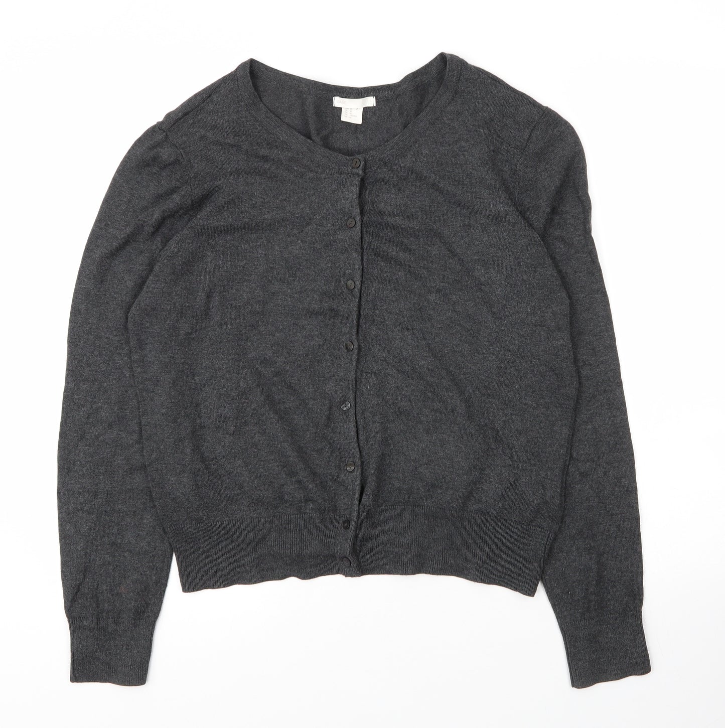 H&M Womens Grey Round Neck  Viscose Cardigan Jumper Size M