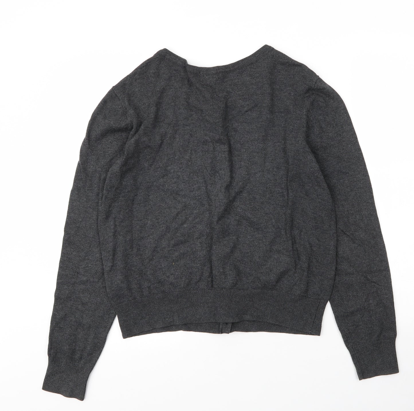H&M Womens Grey Round Neck  Viscose Cardigan Jumper Size M