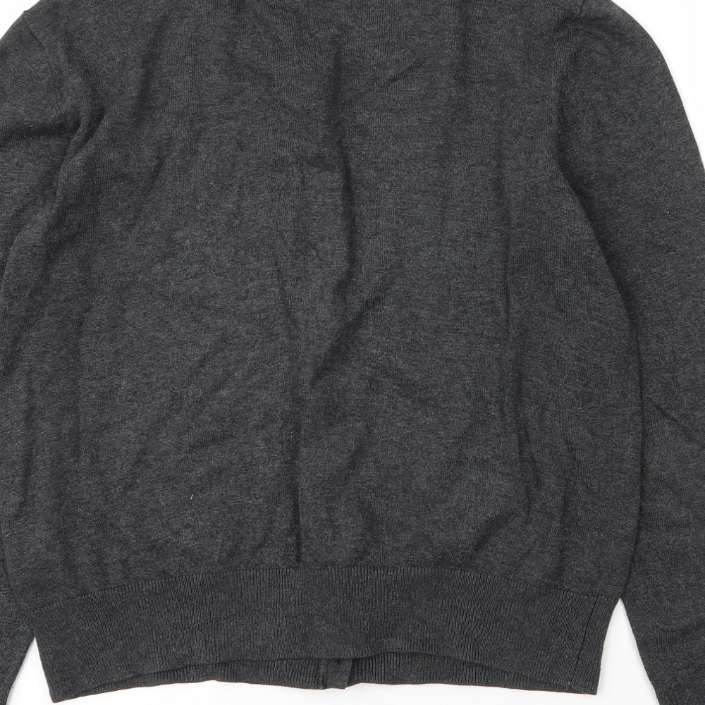 H&M Womens Grey Round Neck  Viscose Cardigan Jumper Size M