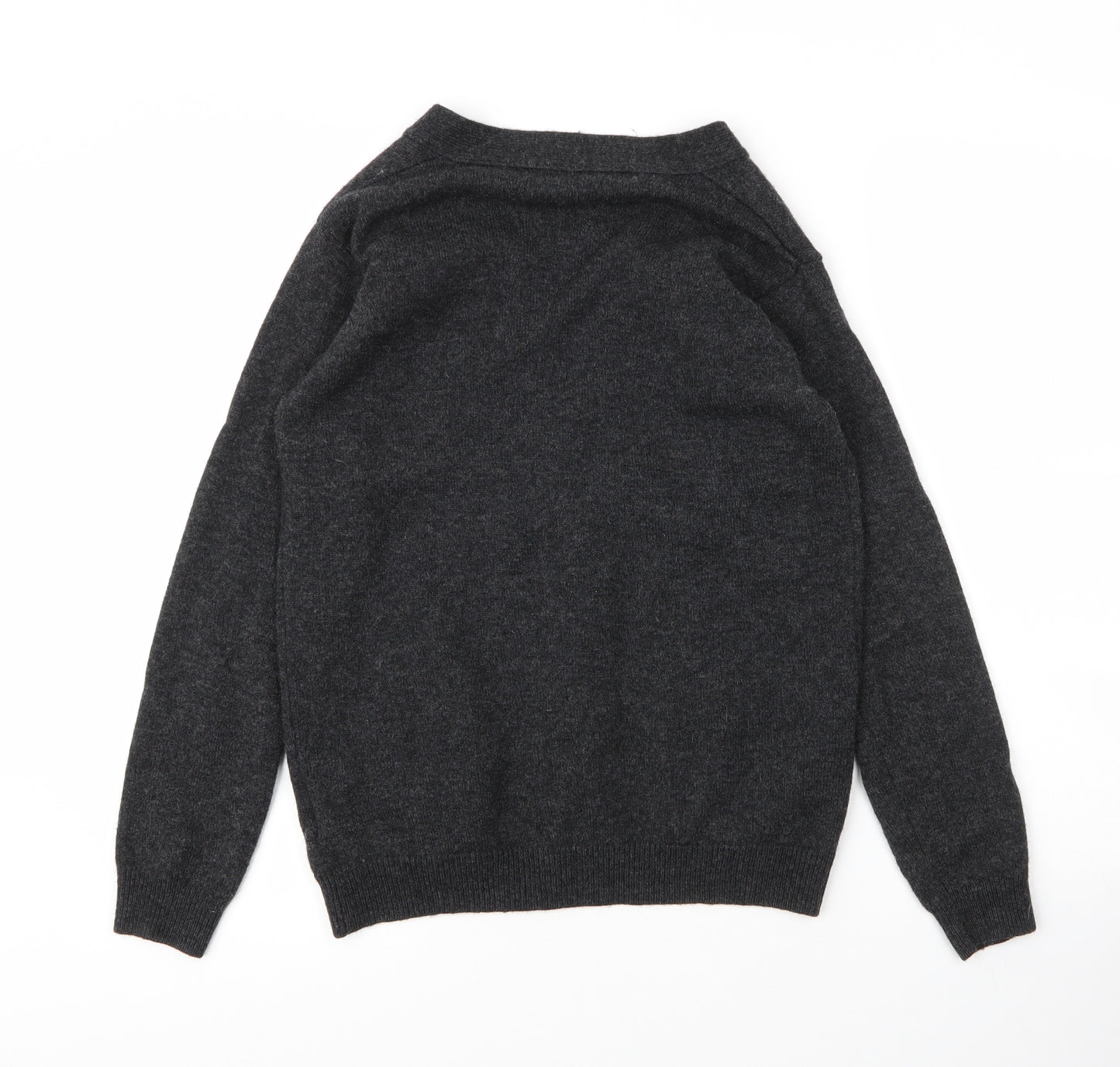 Woolovers Mens Grey V-Neck  Wool Full Zip Jumper Size XS