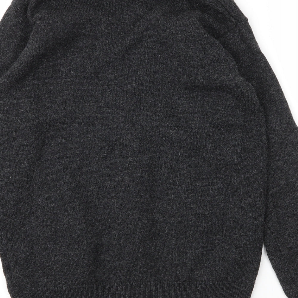 Woolovers Mens Grey V-Neck  Wool Full Zip Jumper Size XS
