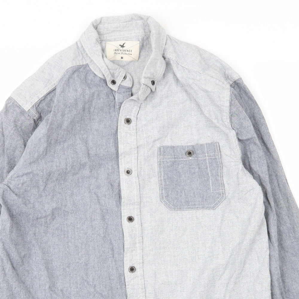 Irreverence Mens Blue  Cotton  Button-Up Size M Collared Button
