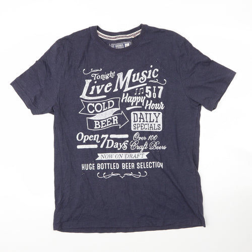 Debenhams Mens Blue  Cotton  T-Shirt Size L Round Neck