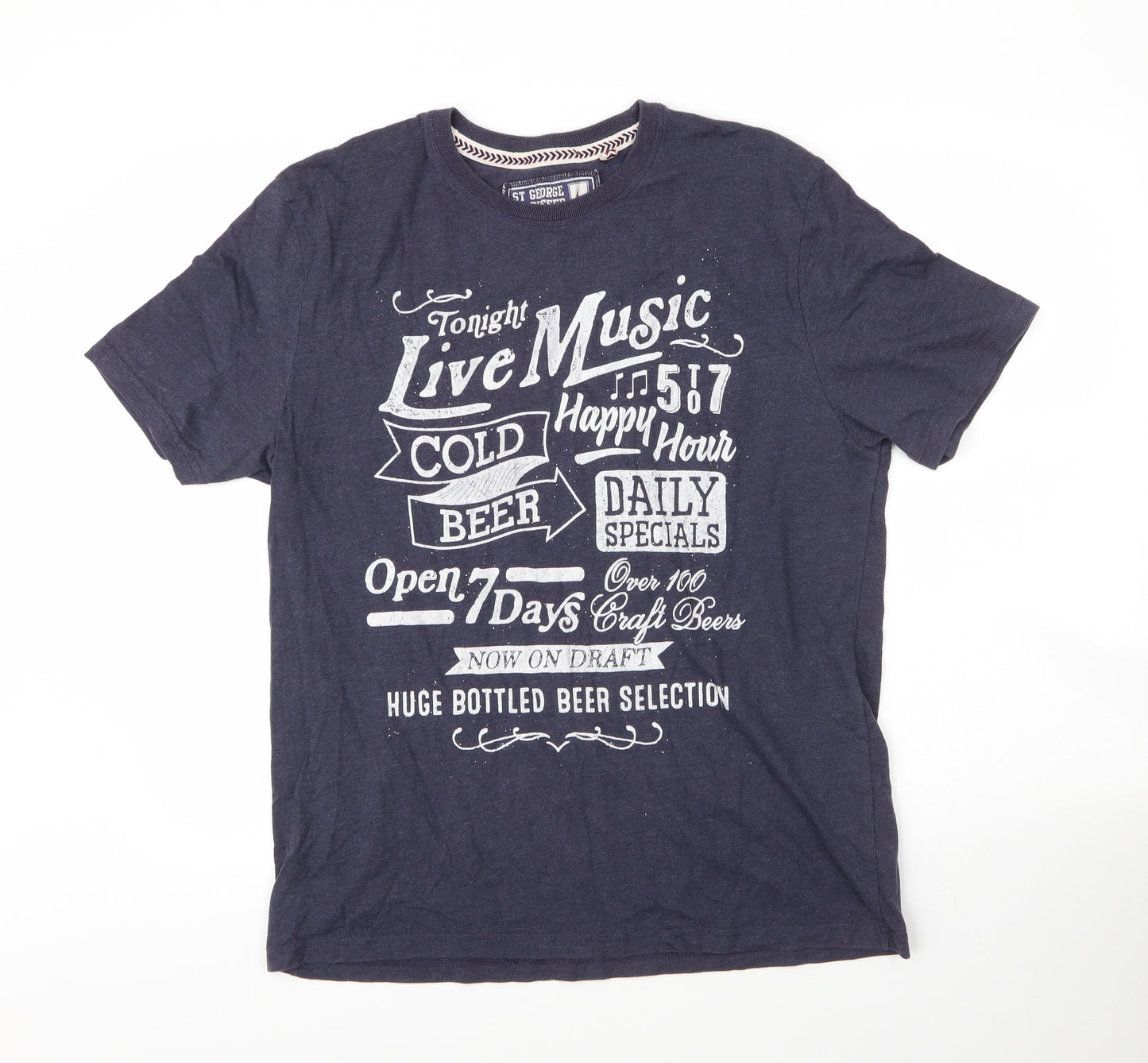 Debenhams Mens Blue  Cotton  T-Shirt Size L Round Neck