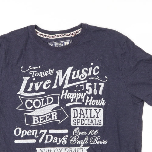 Debenhams Mens Blue  Cotton  T-Shirt Size L Round Neck