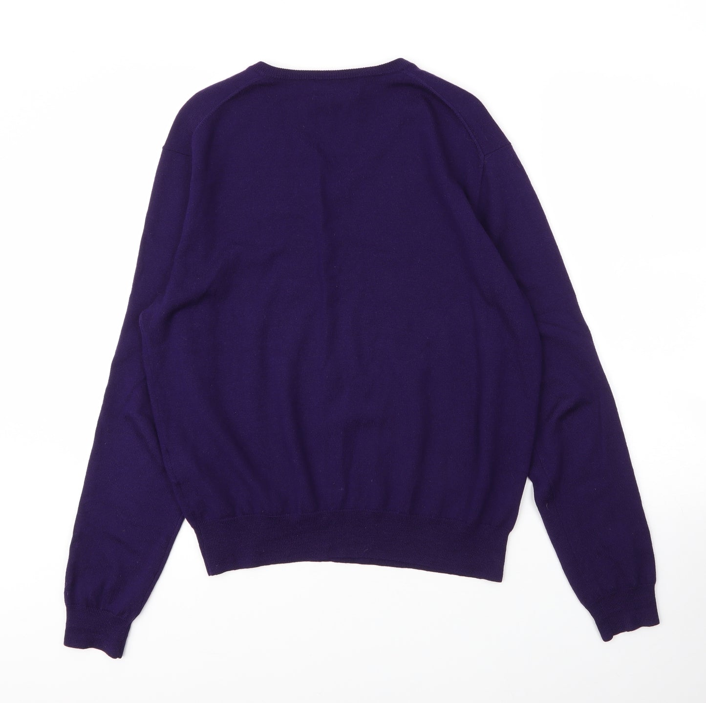 Polo Ralph Lauren Mens Purple V-Neck  Wool Pullover Jumper Size L