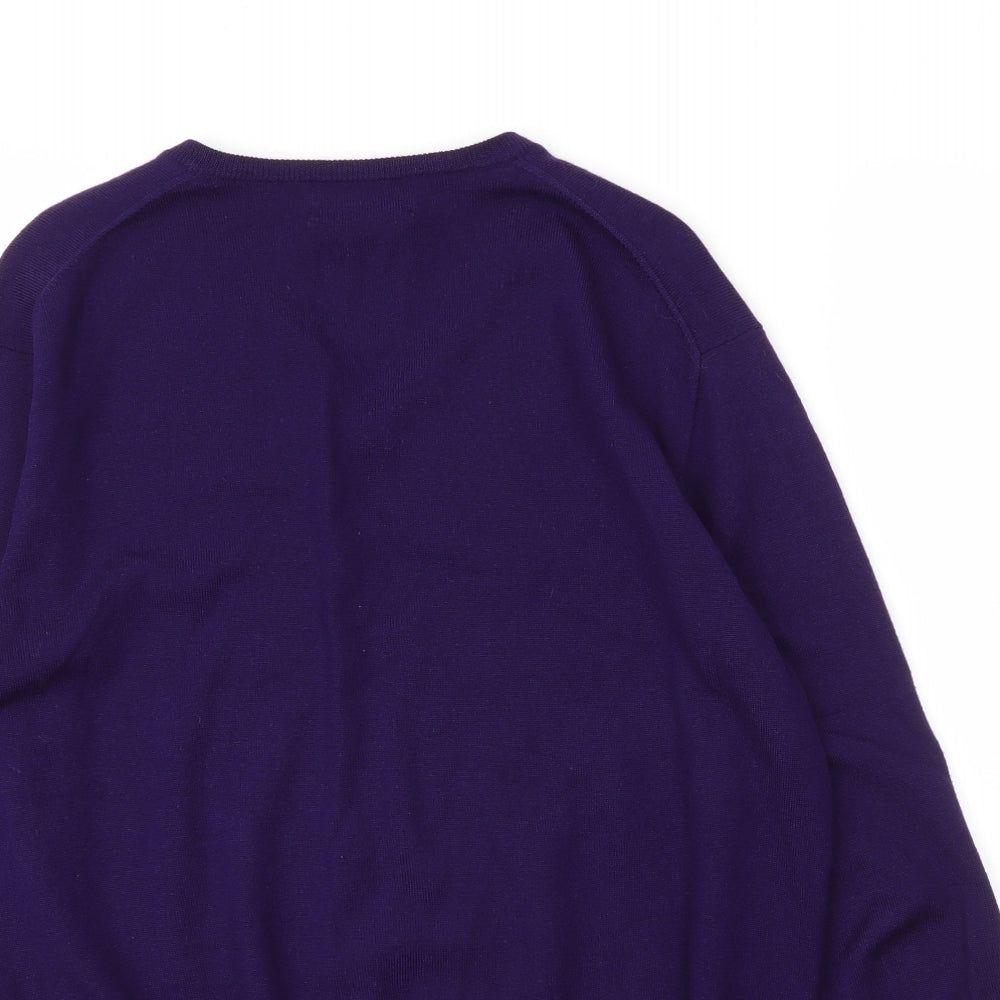 Polo Ralph Lauren Mens Purple V-Neck  Wool Pullover Jumper Size L