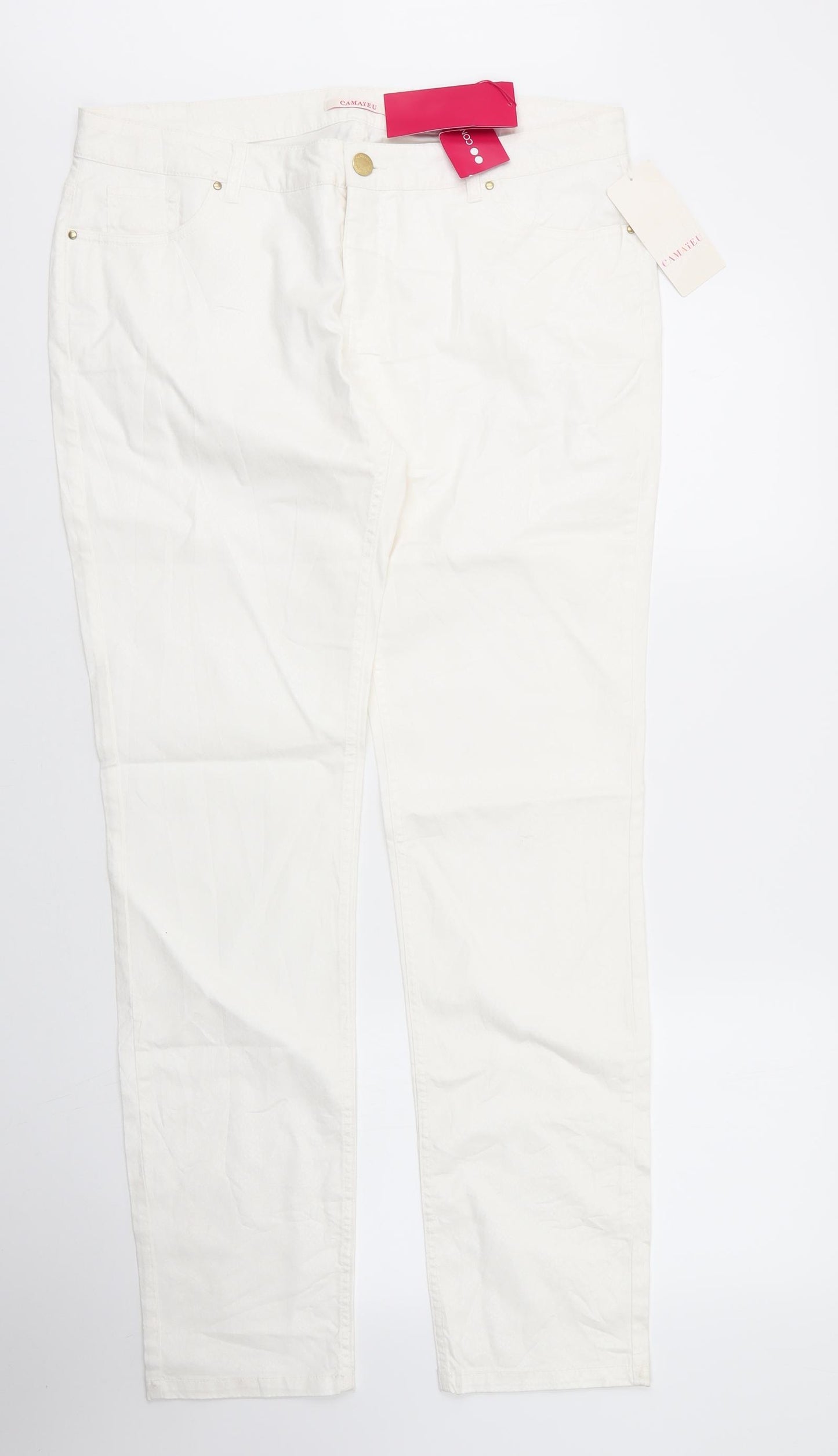 Camieu Womens White Animal Print Cotton Straight Jeans Size 16 L31 in Regular Zip - Snake Skin Print
