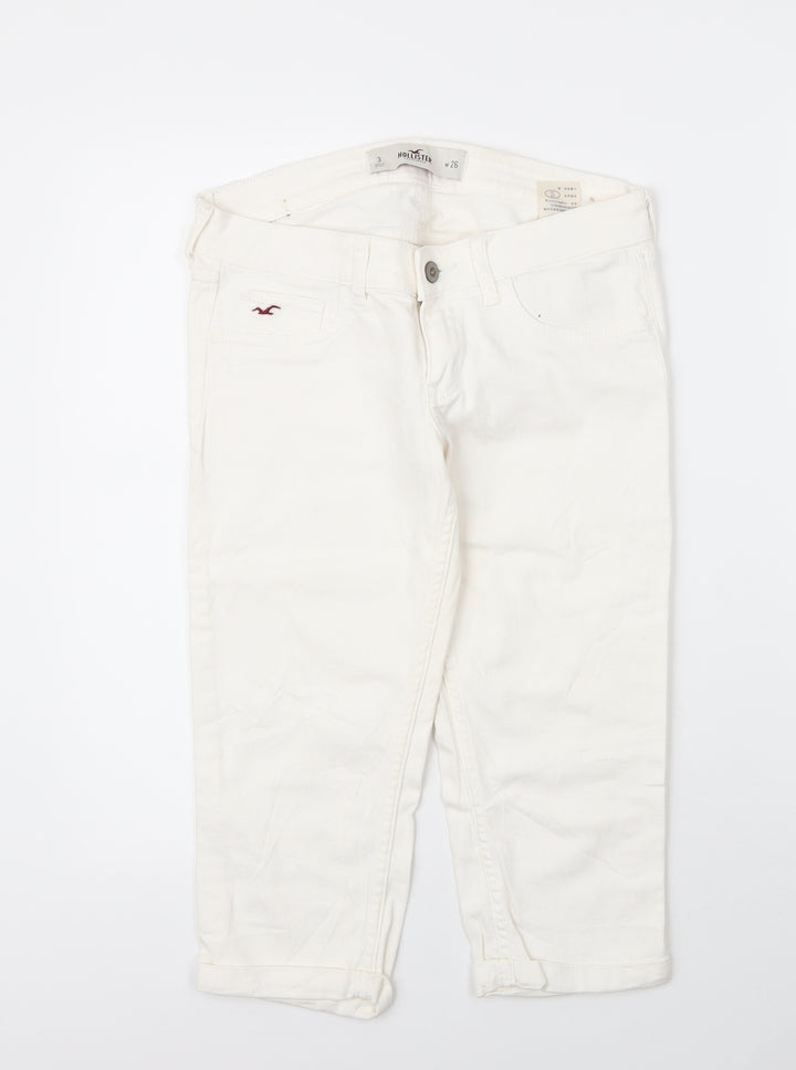 Hollister Womens White  Cotton Bermuda Shorts Size 28 in L18 in Regular Zip