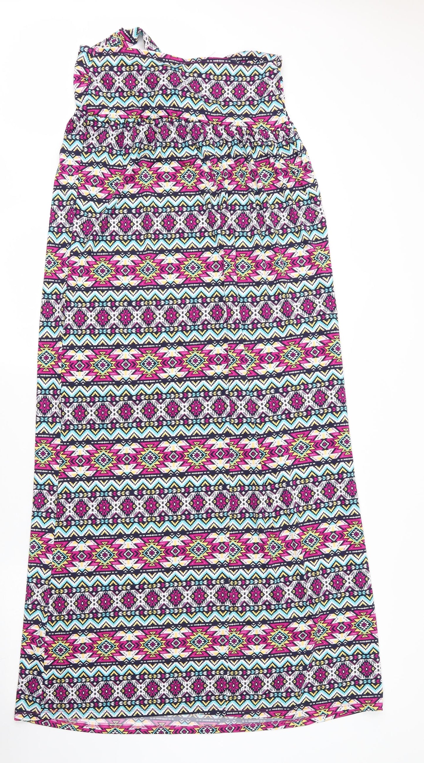 Be You Womens Purple Geometric Polyester Maxi  Size 12  Off the Shoulder