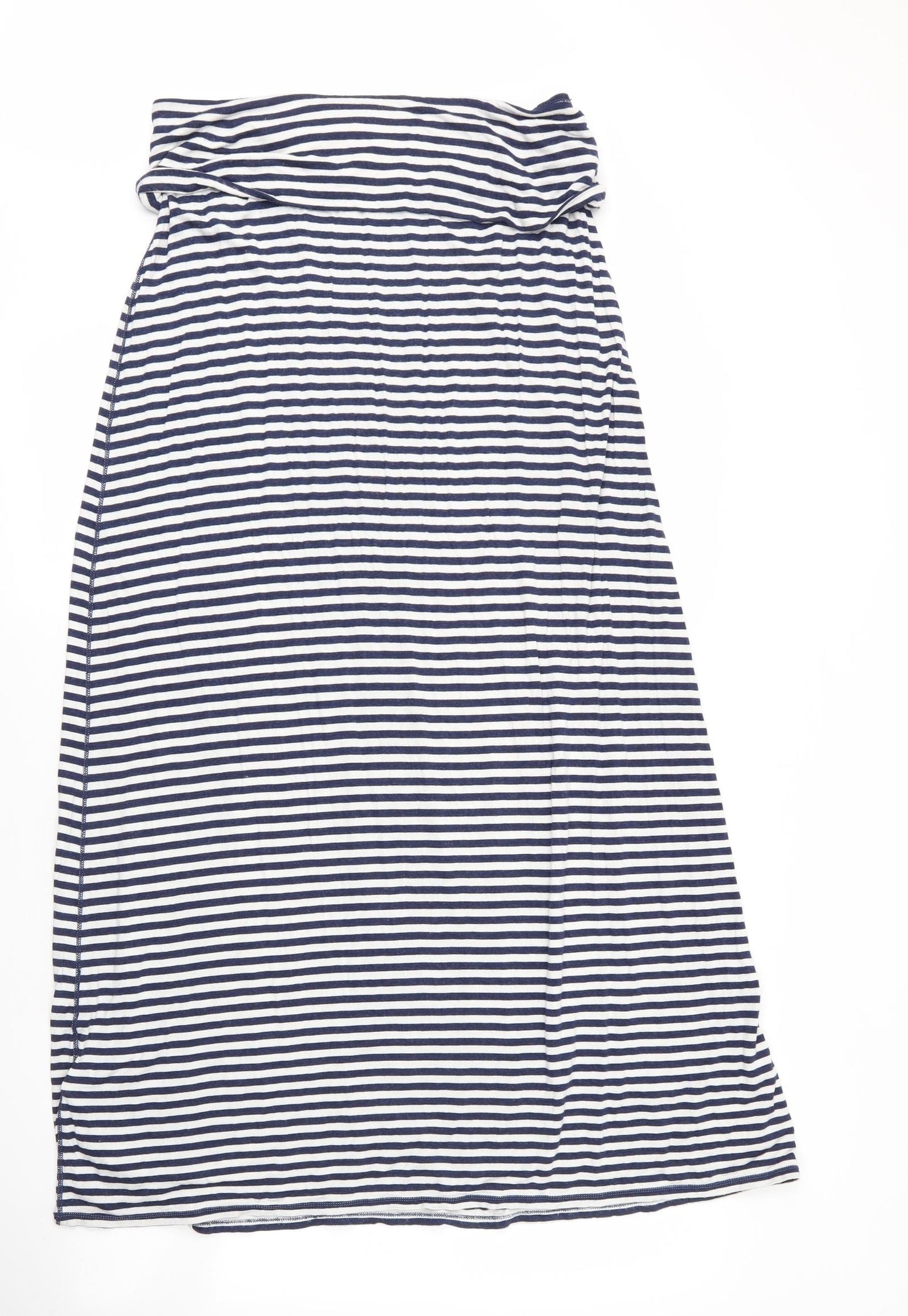 Max Studio Womens Blue Striped Elastane Maxi  Size M  Off the Shoulder