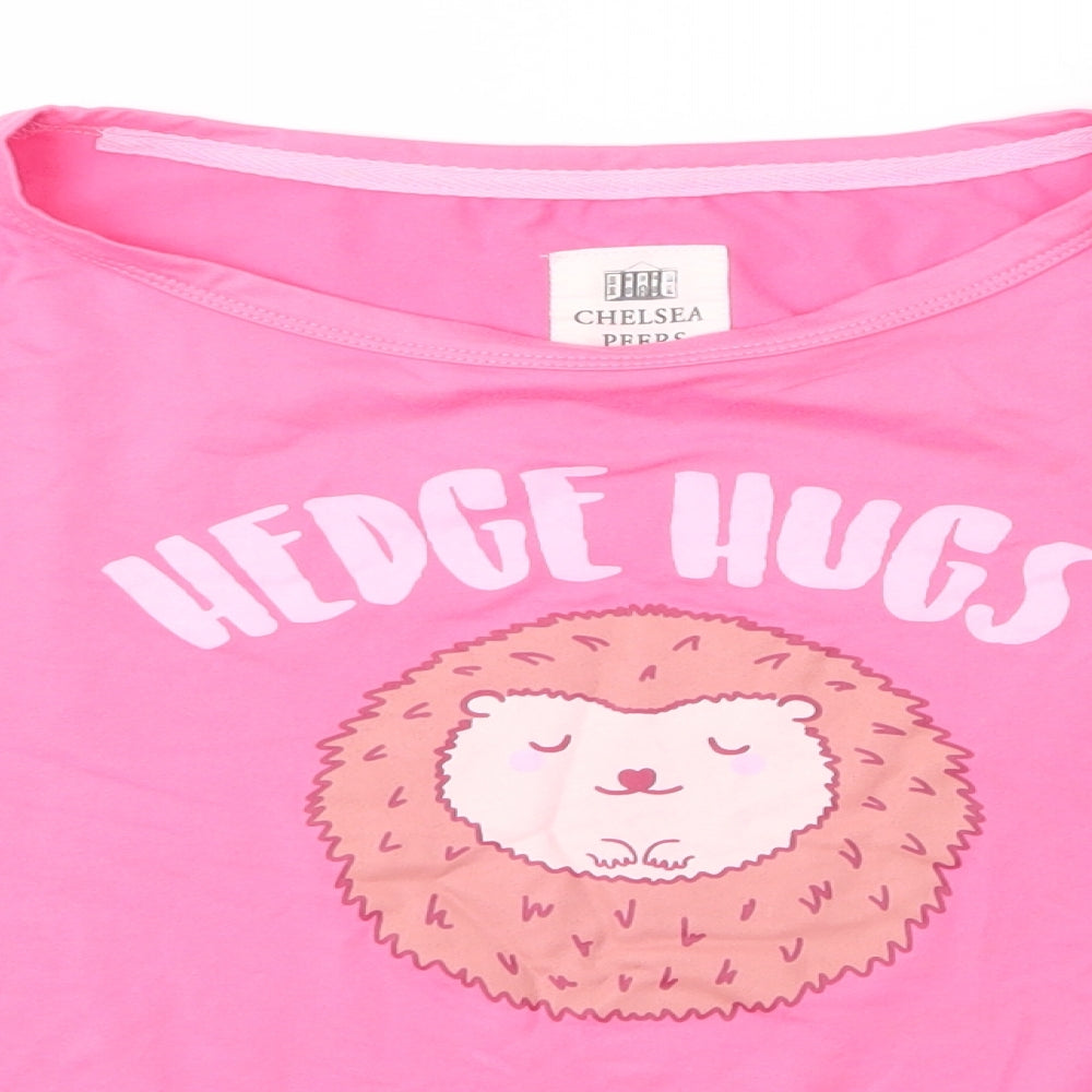 Chelsea Peers Womens Pink  Polyester Basic T-Shirt Size S Round Neck - PJ top
