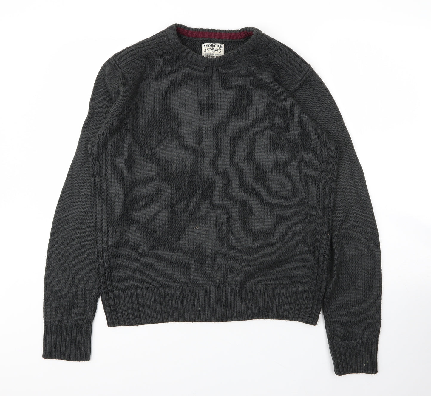 Kensington Mens Green Round Neck  Acrylic Pullover Jumper Size M