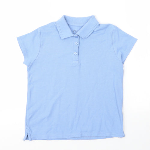 Very Girls Blue  Cotton Basic Polo Size 7 Years Collared Button