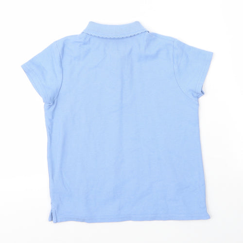 Very Girls Blue  Cotton Basic Polo Size 7 Years Collared Button