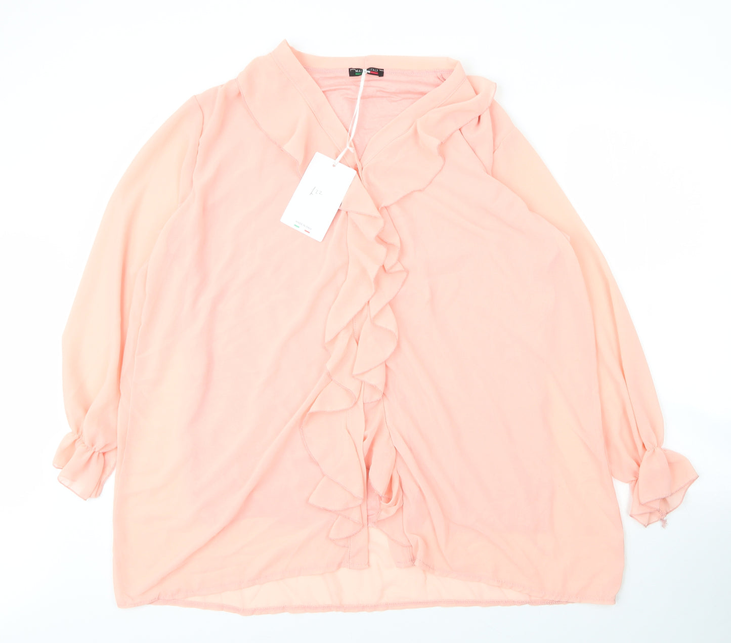 Preworn Womens Pink  Polyester Basic Blouse Size 3XL V-Neck