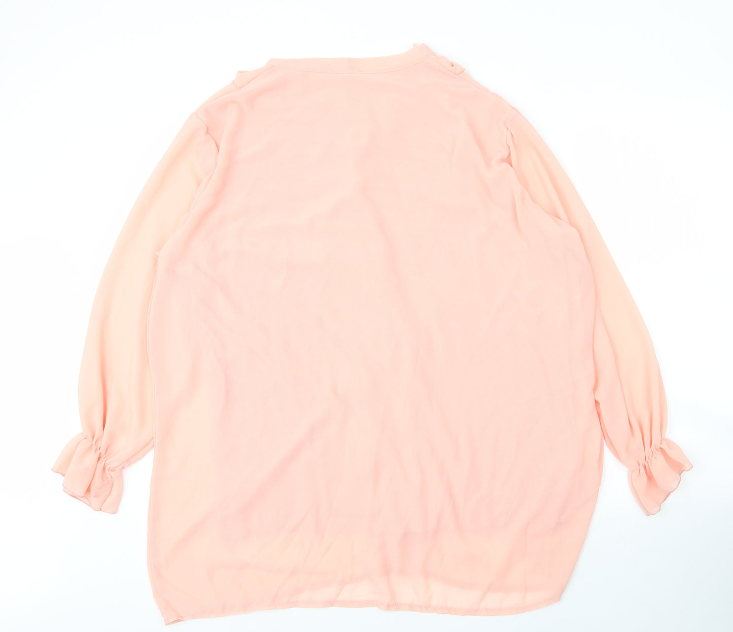 Preworn Womens Pink  Polyester Basic Blouse Size 3XL V-Neck