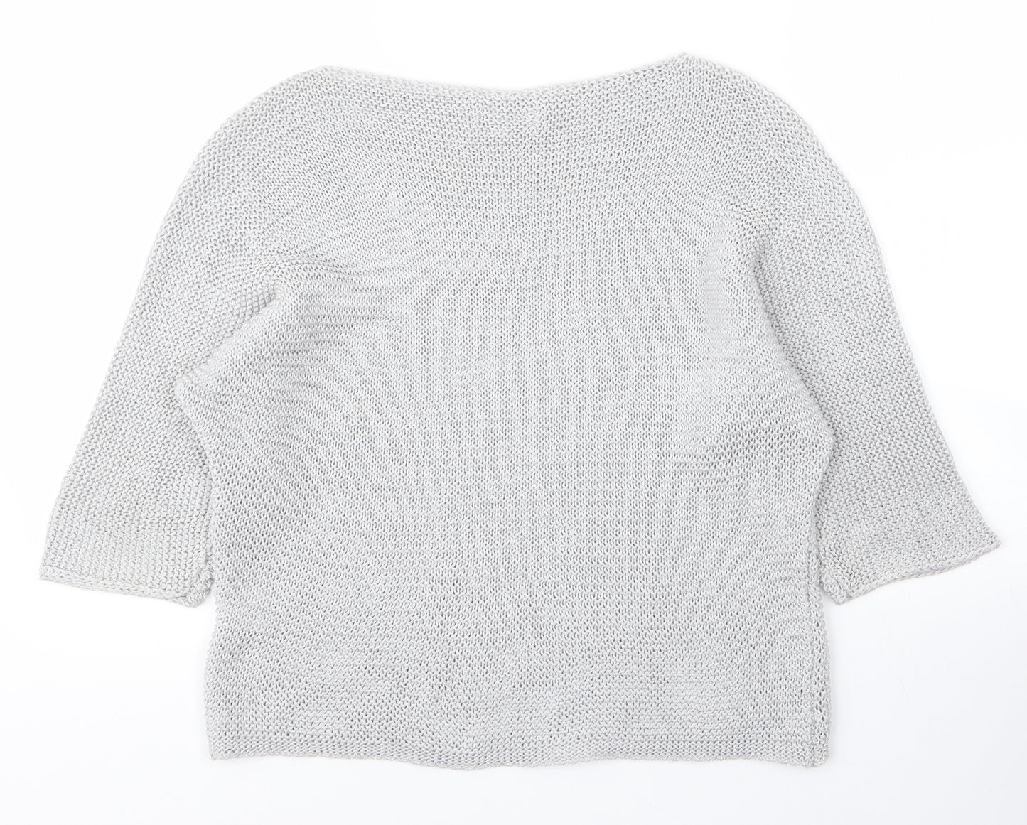 Carina Ricci Womens Silver  Acrylic Basic Blouse Size M Round Neck
