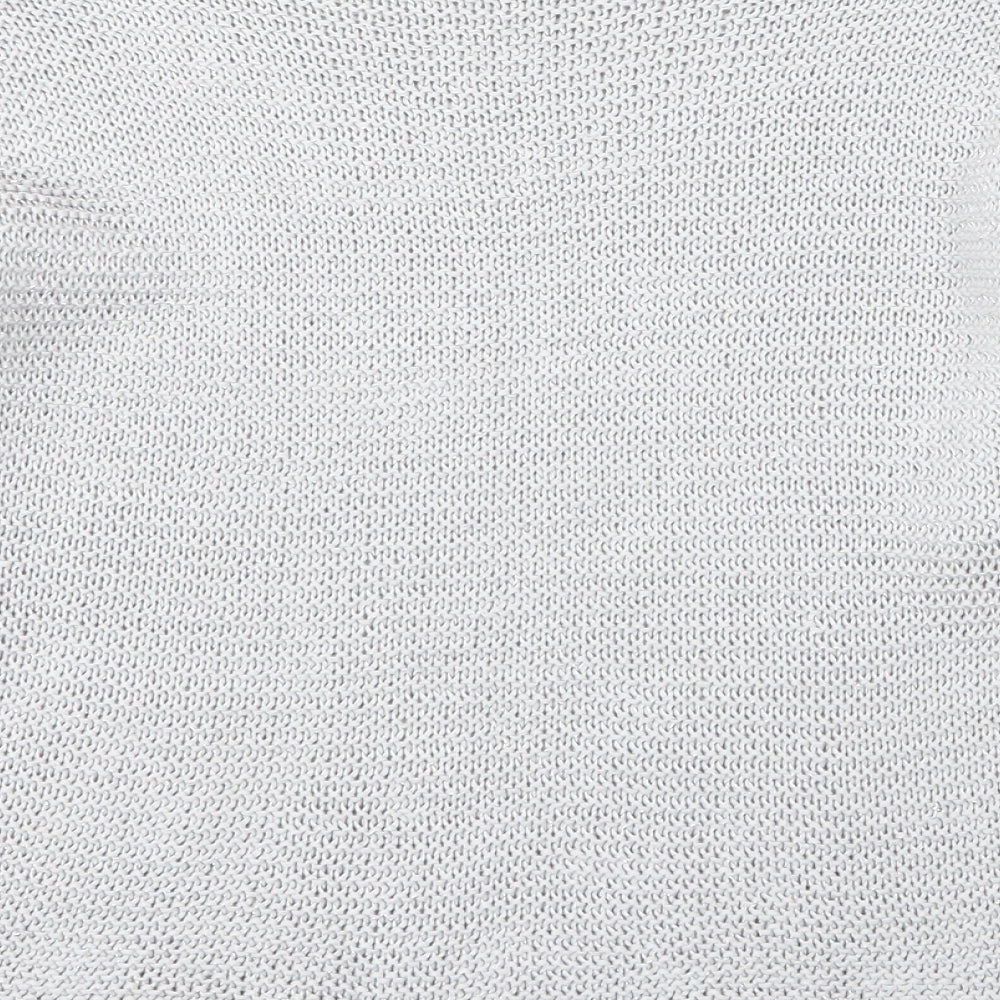 Carina Ricci Womens Silver  Acrylic Basic Blouse Size M Round Neck