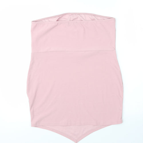 PRETTYLITTLETHING Womens Pink  Polyester Basic Blouse Size 16 Off the Shoulder