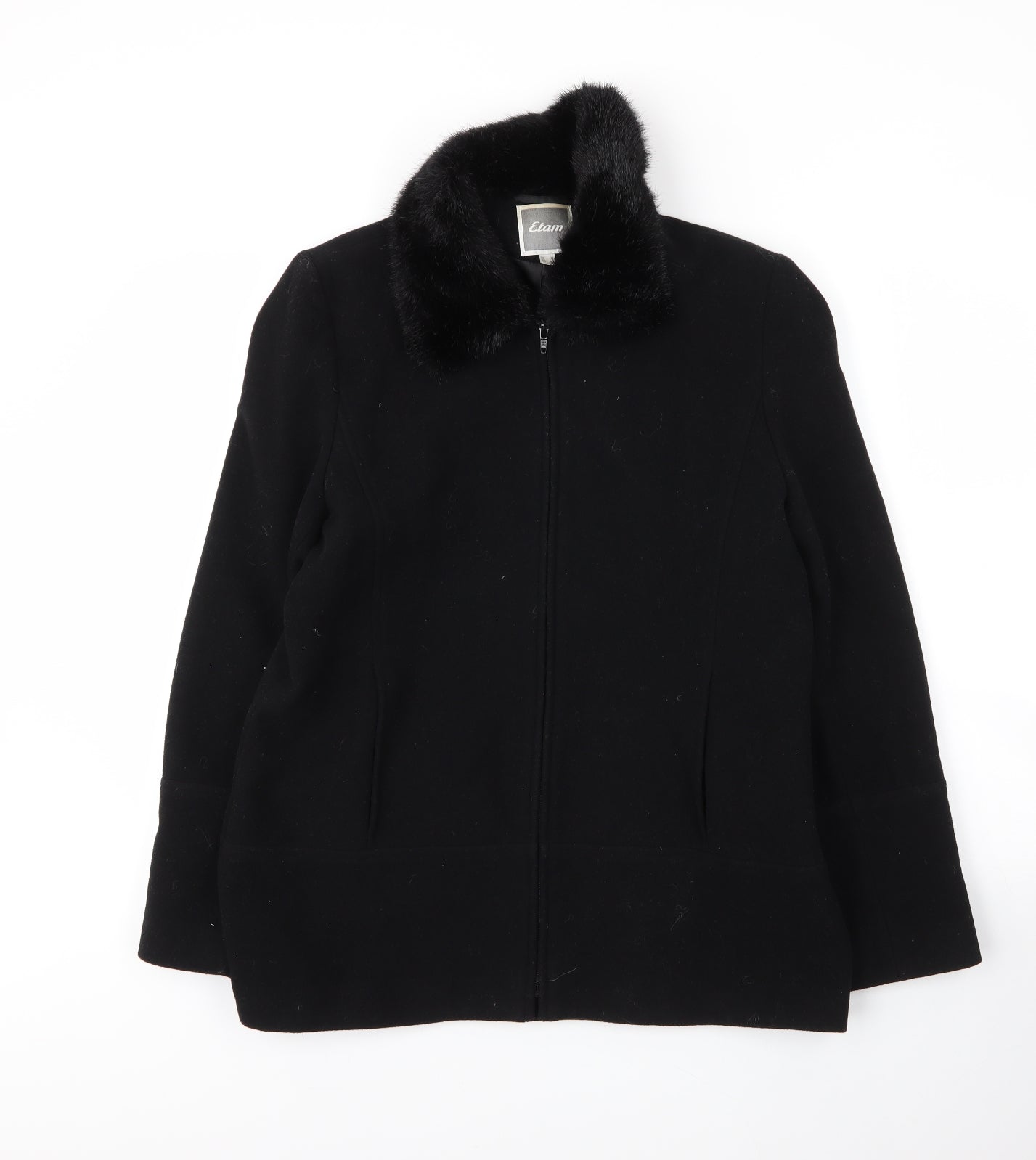 Etam Womens Black   Varsity Jacket Coat Size 12  Zip