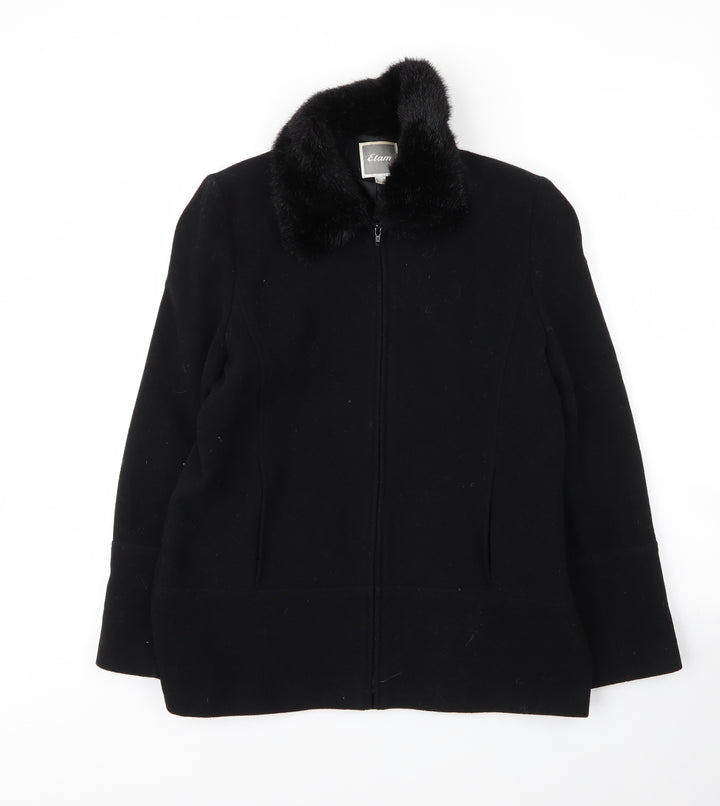 Etam Womens Black Varsity Jacket Coat Size 12 Zip