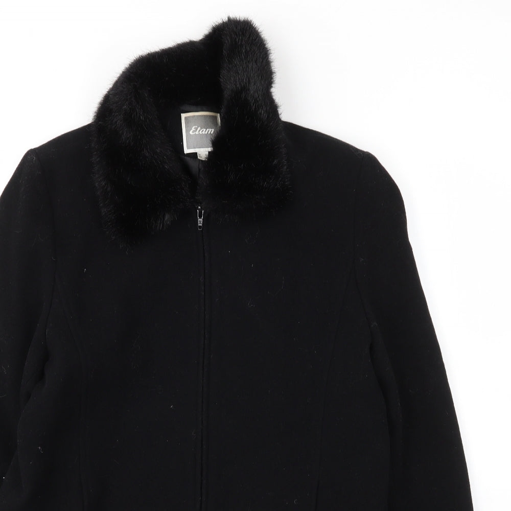 Etam Womens Black   Varsity Jacket Coat Size 12  Zip