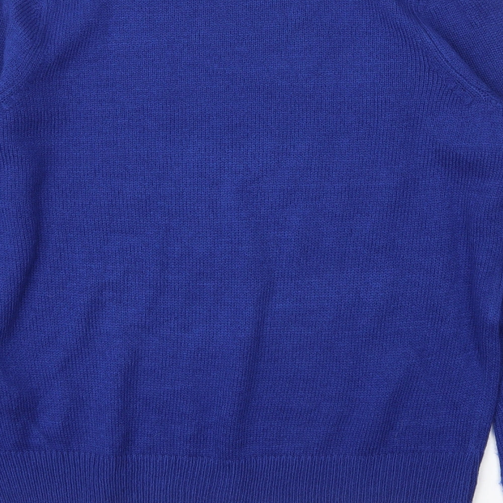 M&S Womens Blue Round Neck  Acrylic Pullover Jumper Size 10   - Christmas