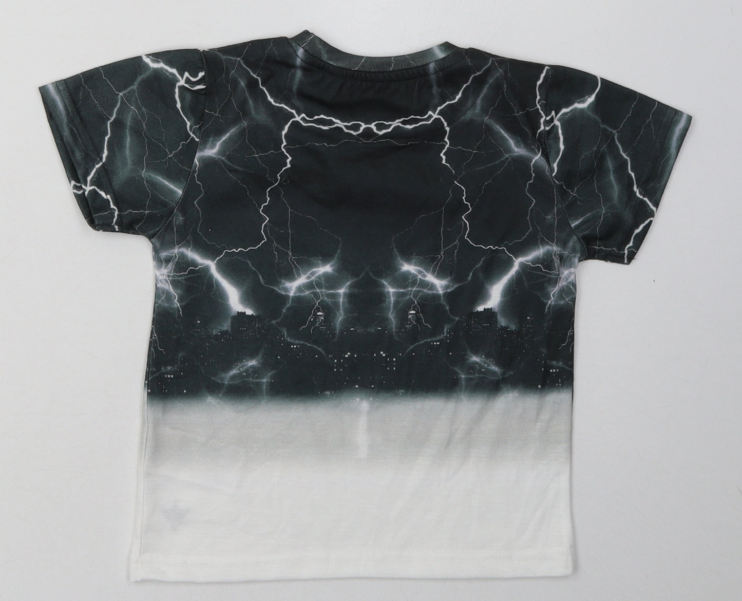 Firetrap Boys Grey Geometric Polyester Basic T-Shirt Size 4-5 Years Crew Neck Pullover