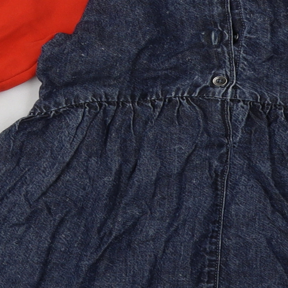 NEXT Girls Blue  Cotton A-Line  Size 2-3 Years  Crew Neck Button - Rainbow