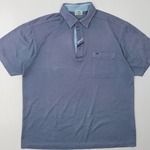 canda Mens Blue  Cotton  Button-Up Size M Collared Button