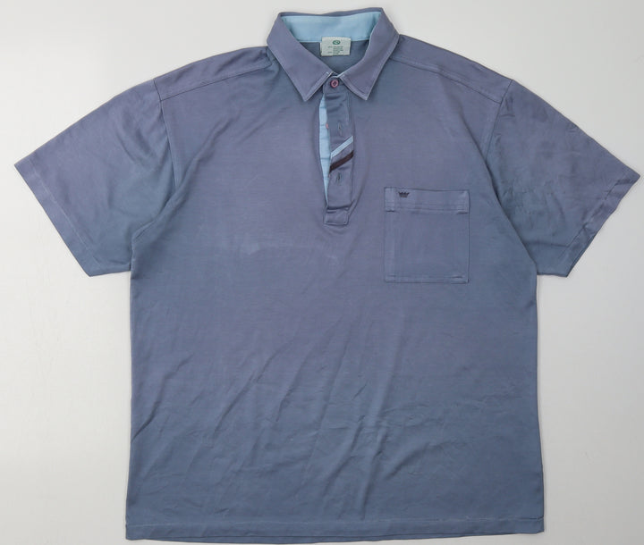 canda Mens Blue Cotton Button-Up Size M Collared Button