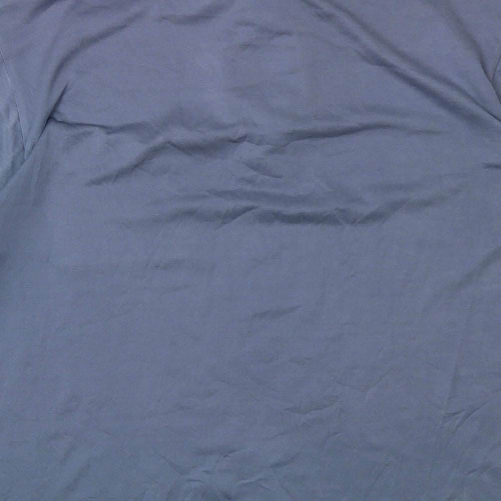 canda Mens Blue  Cotton  Button-Up Size M Collared Button
