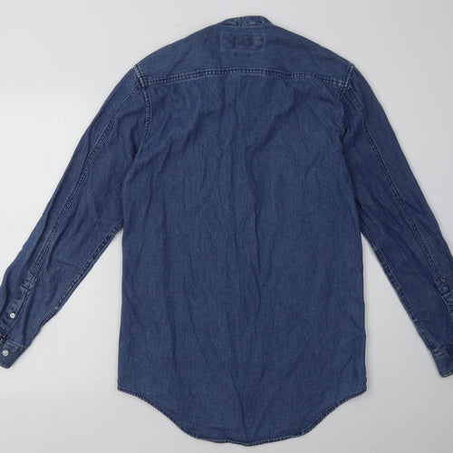 River Island Womens Blue  Cotton A-Line  Size S  Crew Neck Button - longline