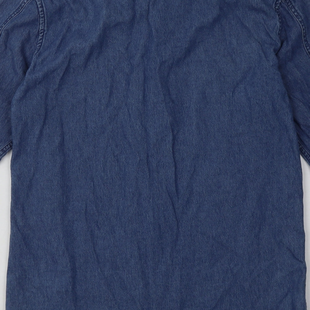 River Island Womens Blue  Cotton A-Line  Size S  Crew Neck Button - longline